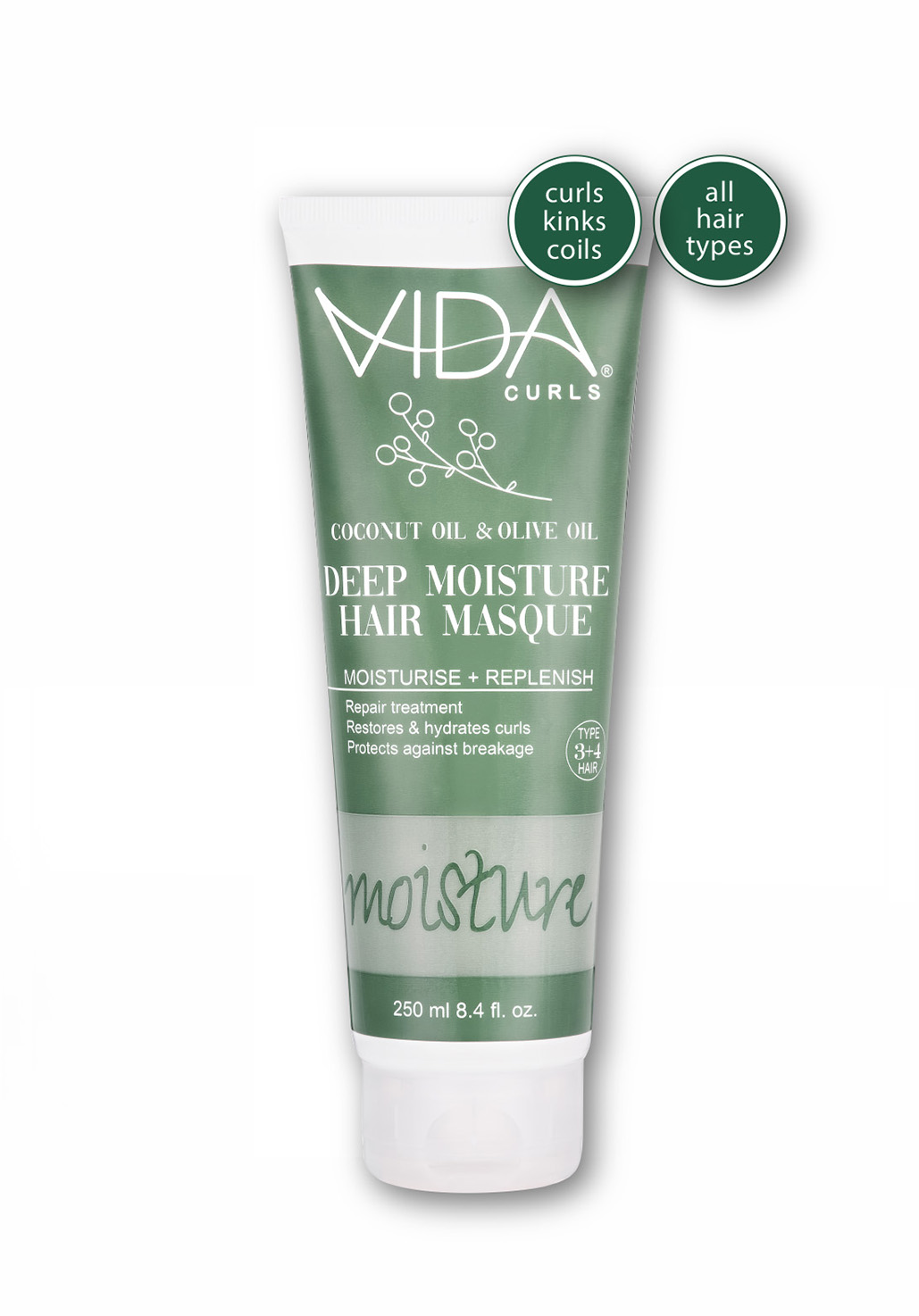 VIDA CURLS DEEP MOISTURE HAIR MASQUE 250ML